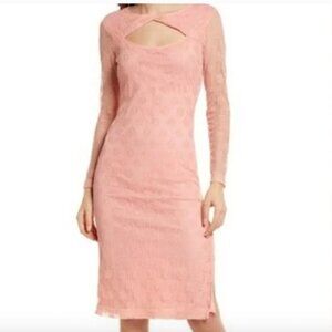 BB Dakota Steve Madden Twist Neckline Lace Amici Dress in Coral Size Large - NWT